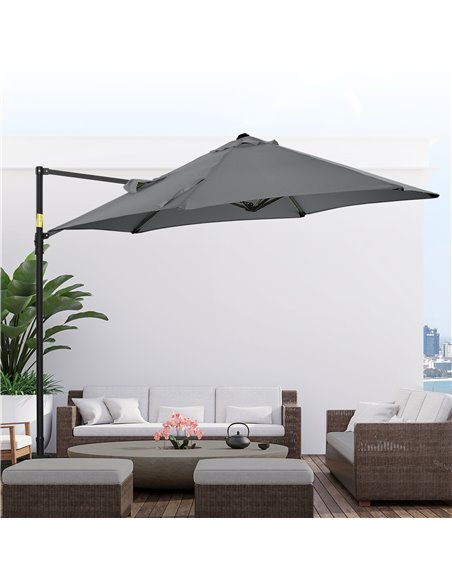 Outsunny 2.5M Garden Cantilever Parasol with 360° Rotation, Offset Roma Patio Umbrella Hanging Sun Shade Canopy Shelter with Cro - pic 50269 | FastDaddyshop