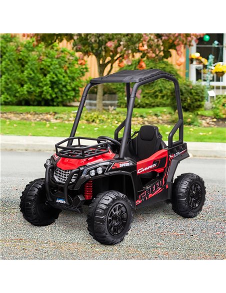 HOMCOM 12V Battery-powered Kids Electric Ride On Car Off-road UTV Toy 3-6 km/h with High Roof Parental Remote Control Lights MP3 - pic 5027 | FastDaddyshop