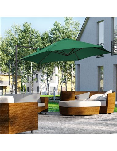 Outsunny 2.5M Garden Square Outdoor Umbrella, Green 84D-209V00GN