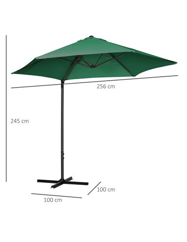 Outsunny 2.5M Garden Square Outdoor Umbrella with 360° Rotation, Offset Roma Patio Umbrella Hanging Sun Shade Canopy Shelter wit