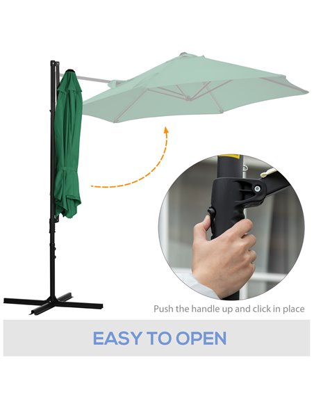 Outsunny 2.5M Garden Square Outdoor Umbrella with 360° Rotation, Offset Roma Patio Umbrella Hanging Sun Shade Canopy Shelter wit - pic 50275 | FastDaddyshop