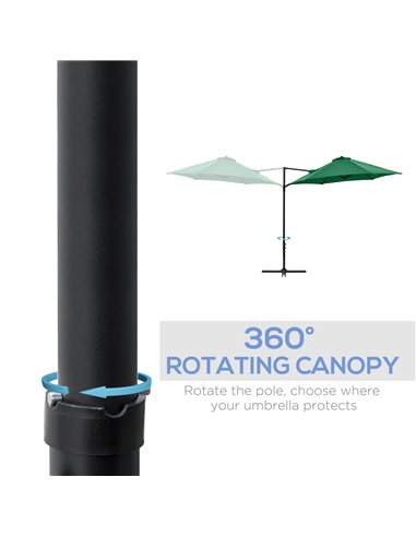 Outsunny 2.5M Garden Square Outdoor Umbrella with 360° Rotation, Offset Roma Patio Umbrella Hanging Sun Shade Canopy Shelter wit