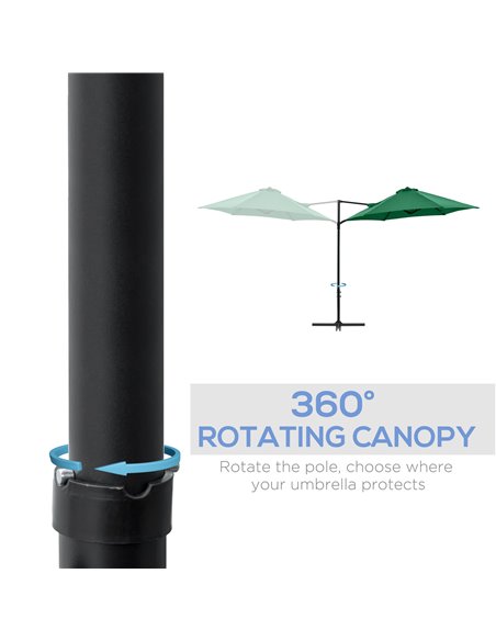 Outsunny 2.5M Garden Square Outdoor Umbrella with 360° Rotation, Offset Roma Patio Umbrella Hanging Sun Shade Canopy Shelter wit - pic 50276 | FastDaddyshop
