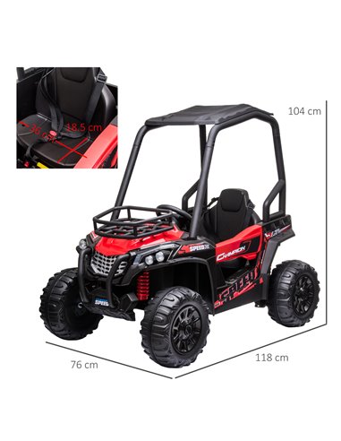 HOMCOM 12V Battery-powered Kids Electric Ride On Car Off-road UTV Toy 3-6 km/h with High Roof Parental Remote Control Lights MP3