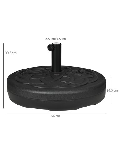 Outsunny Garden Parasol Base Holder, Outdoor Market Umbrella Stand Weight with Built-In Handle, 25kg Water or 35kg Sand Filled, 