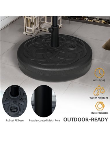 Outsunny Garden Parasol Base Holder, Outdoor Market Umbrella Stand Weight with Built-In Handle, 25kg Water or 35kg Sand Filled, 