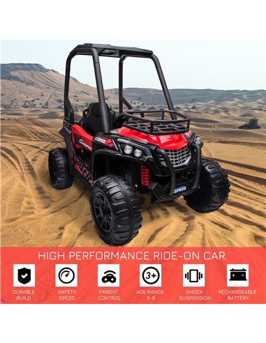 HOMCOM 12V Battery-powered Kids Electric Ride On Car Off-road UTV Toy 3-6 km/h with High Roof Parental Remote Control Lights MP3