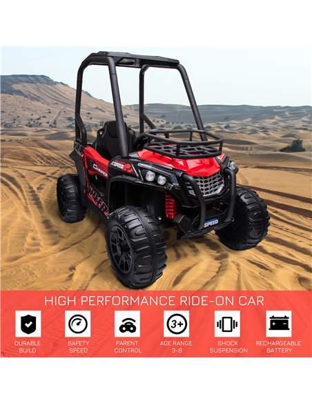 HOMCOM 12V Battery-powered Kids Electric Ride On Car Off-road UTV Toy 3-6 km/h with High Roof Parental Remote Control Lights MP3 - pic 5029 | FastDaddyshop
