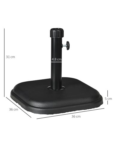 Outsunny 11kg Concrete Garden Parasol Base Holder, Square Outdoor Table Umbrella Stand Weight, Black 84D-249V00BK