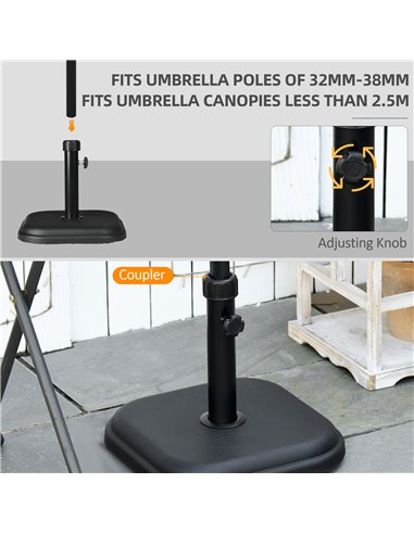 Outsunny 11kg Concrete Garden Parasol Base Holder, Square Outdoor Table Umbrella Stand Weight, Black 84D-249V00BK