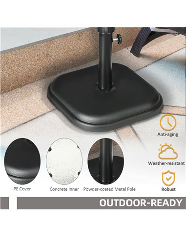Outsunny 11kg Concrete Garden Parasol Base Holder, Square Outdoor Table Umbrella Stand Weight, Black 84D-249V00BK