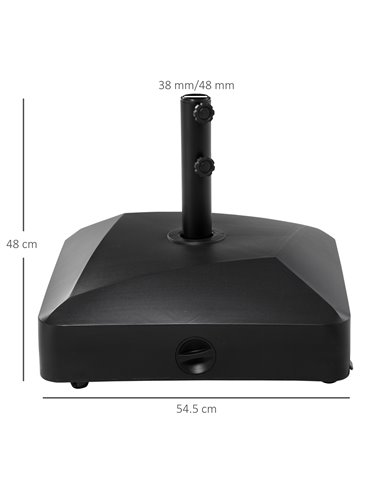 Outsunny Garden Parasol Base Holder, 43kg Water or 60kg Sand Filled, Outdoor Market Umbrella Stand Weight with Wheels and Brakes