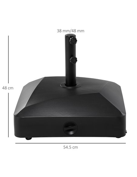 Outsunny Garden Parasol Base Holder, 43kg Water or 60kg Sand Filled, Outdoor Market Umbrella Stand Weight with Wheels and Brakes - pic 50301 | FastDaddyshop