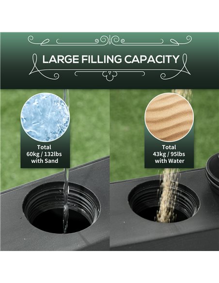 Outsunny Garden Parasol Base Holder, 43kg Water or 60kg Sand Filled, Outdoor Market Umbrella Stand Weight with Wheels and Brakes - pic 50302 | FastDaddyshop