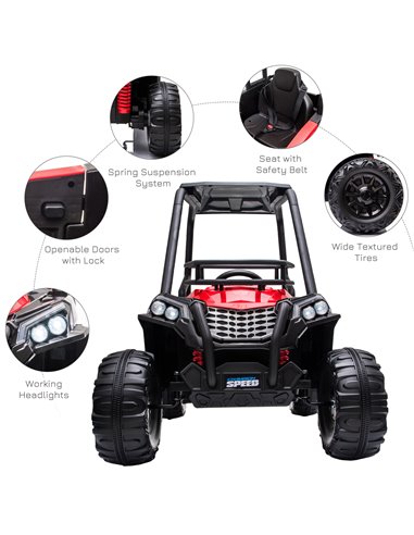 HOMCOM 12V Battery-powered Kids Electric Ride On Car Off-road UTV Toy 3-6 km/h with High Roof Parental Remote Control Lights MP3