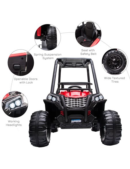 HOMCOM 12V Battery-powered Kids Electric Ride On Car Off-road UTV Toy 3-6 km/h with High Roof Parental Remote Control Lights MP3 - pic 5032 | FastDaddyshop