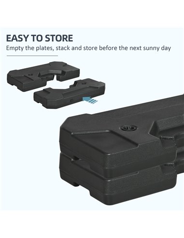 Outsunny Umbrella Weights for Cantilever Parasols, Set of 2 Heavy Duty Parasol Base Weights, 110kg Sand or 70kg Water Filled, Bl