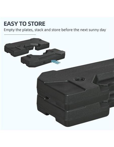 Outsunny Umbrella Weights for Cantilever Parasols, Set of 2 Heavy Duty Parasol Base Weights, 110kg Sand or 70kg Water Filled, Bl - pic 50323 | FastDaddyshop