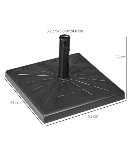 Outsunny 19kg Resin Garden Parasol Base Holder, Square Outdoor Market Umbrella Stand Weight for Poles of Φ32mm, Φ38mm, and Φ48mm - pic 50328 | FastDaddyshop