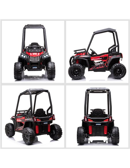 HOMCOM 12V Battery-powered Kids Electric Ride On Car Off-road UTV Toy 3-6 km/h with High Roof Parental Remote Control Lights MP3 - pic 5033 | FastDaddyshop