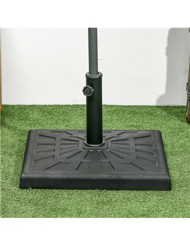 Outsunny 19kg Resin Garden Parasol Base Holder, Square Outdoor Market Umbrella Stand Weight for Poles of Φ32mm, Φ38mm, and Φ48mm