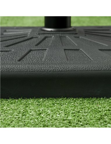 Outsunny 19kg Resin Garden Parasol Base Holder, Square Outdoor Market Umbrella Stand Weight for Poles of Φ32mm, Φ38mm, and Φ48mm