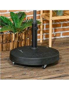 Outsunny Resin Garden Parasol Base with Wheels, Black 84D-213V00BK 2