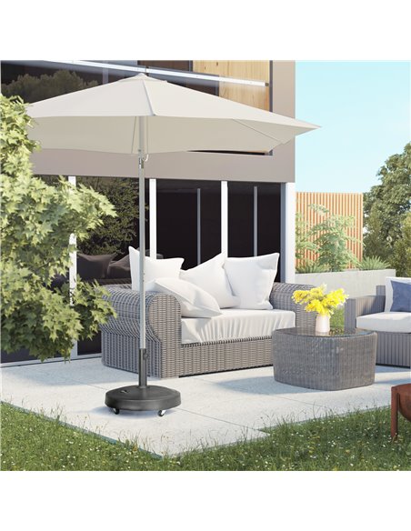 Outsunny Resin Garden Parasol Base with Wheels and Retractable Handles, Round Outdoor Market Umbrella Stand Weight for Poles of  - pic 50341 | FastDaddyshop