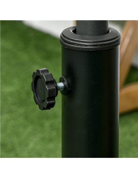 Outsunny Resin Garden Parasol Base with Wheels and Retractable Handles, Round Outdoor Market Umbrella Stand Weight for Poles of  - pic 50343 | FastDaddyshop