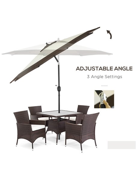Outsunny 2.7m Garden Parasol Umbrella with 8 Metal Ribs, Tilt and Crank, Outdoor Sunshades for Garden, Patio, Beach, Yard, Coffe - pic 50347 | FastDaddyshop