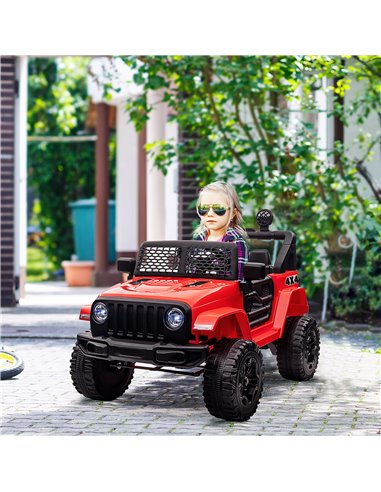 HOMCOM 12V Battery-powered 2 Motors Kids Electric Ride On Car Truck Off-road Toy with Parental Remote Control Horn Lights for 3-