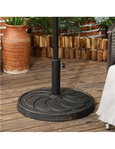 Outsunny 18kg Resin Garden Parasol Base, Round Outdoor Market Umbrella Stand Weight for Poles of Φ38mm to Φ48mm, Bronze 84D-212V