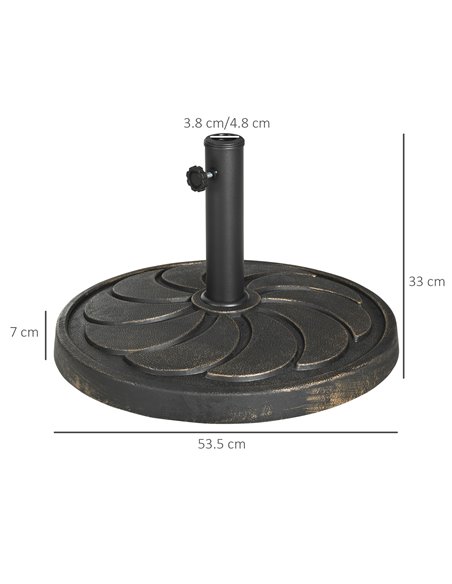 Outsunny 18kg Resin Garden Parasol Base, Round Outdoor Market Umbrella Stand Weight for Poles of Φ38mm to Φ48mm, Bronze 84D-212V - pic 50355 | FastDaddyshop