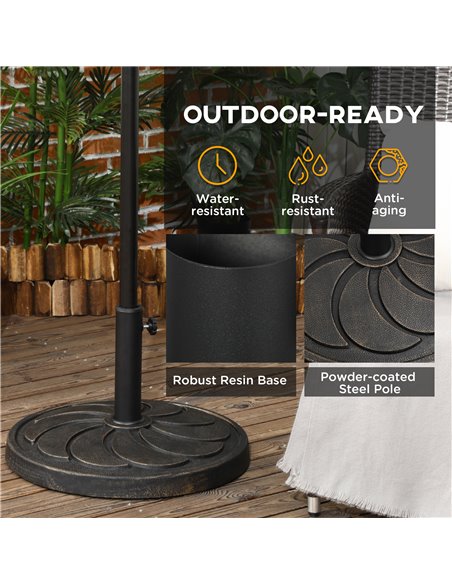 Outsunny 18kg Resin Garden Parasol Base, Round Outdoor Market Umbrella Stand Weight for Poles of Φ38mm to Φ48mm, Bronze 84D-212V - pic 50357 | FastDaddyshop