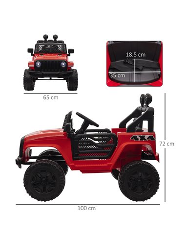 HOMCOM 12V Battery-powered 2 Motors Kids Electric Ride On Car Truck Off-road Toy with Parental Remote Control Horn Lights for 3-