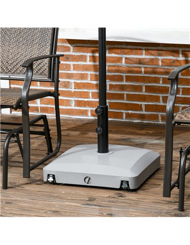 Outsunny Garden Parasol Base Holder, 24kg Water or 30kg Sand Filled, Outdoor Market Umbrella Stand Weight with Wheels and Brakes