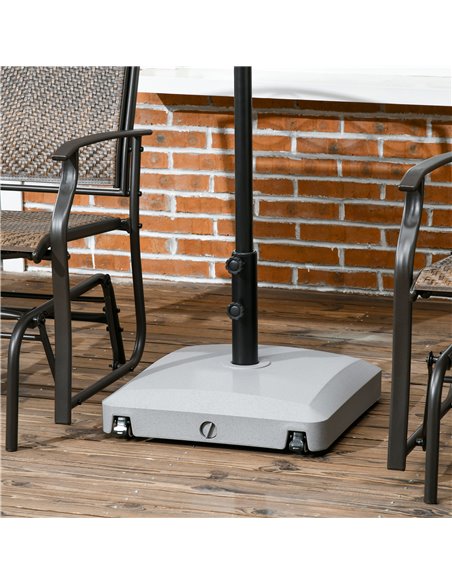 Outsunny Garden Parasol Base Holder, 24kg Water or 30kg Sand Filled, Outdoor Market Umbrella Stand Weight with Wheels and Brakes - pic 50363 | FastDaddyshop