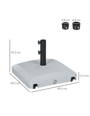 Outsunny Garden Parasol Base Holder, 24kg Water or 30kg Sand Filled, Outdoor Market Umbrella Stand Weight with Wheels and Brakes