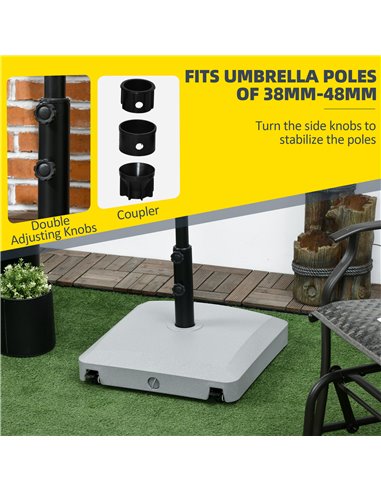 Outsunny Garden Parasol Base Holder, 24kg Water or 30kg Sand Filled, Outdoor Market Umbrella Stand Weight with Wheels and Brakes