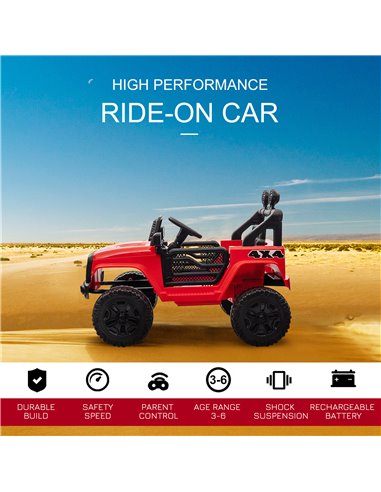 HOMCOM 12V Battery-powered 2 Motors Kids Electric Ride On Car Truck Off-road Toy with Parental Remote Control Horn Lights for 3-