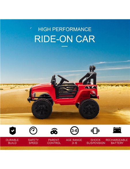 HOMCOM 12V Battery-powered 2 Motors Kids Electric Ride On Car Truck Off-road Toy with Parental Remote Control Horn Lights for 3- - pic 5037 | FastDaddyshop