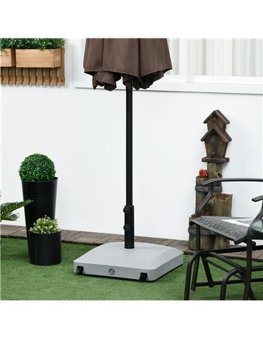 Outsunny Garden Parasol Base Holder, 24kg Water or 30kg Sand Filled, Outdoor Market Umbrella Stand Weight with Wheels and Brakes