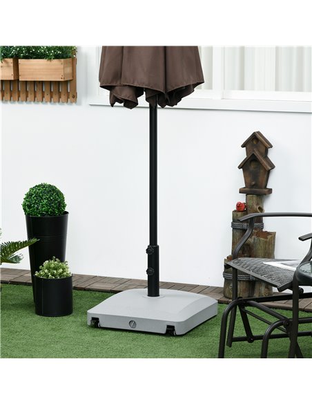 Outsunny Garden Parasol Base Holder, 24kg Water or 30kg Sand Filled, Outdoor Market Umbrella Stand Weight with Wheels and Brakes - pic 50370 | FastDaddyshop
