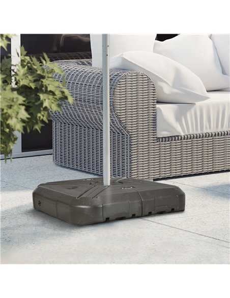 Outsunny Fillable Cantilever Parasol Base Weights with Steel Cross Base, Garden Umbrella Stand Weight, Wheels 19.5kg Sand or 17k - pic 50372 | FastDaddyshop