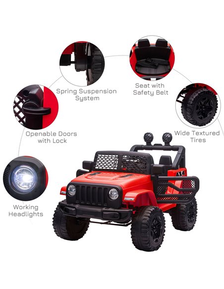 HOMCOM 12V Battery-powered 2 Motors Kids Electric Ride On Car Truck Off-road Toy with Parental Remote Control Horn Lights for 3- - pic 5038 | FastDaddyshop