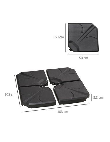 Outsunny Set of 4 Parasol Base Stand Weights for Banana Hanging Cantilever Umbrella 84D-172V01BK
