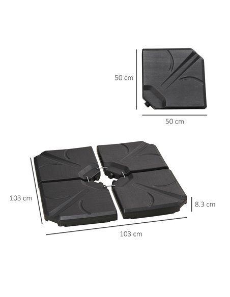 Outsunny Set of 4 Parasol Base Stand Weights for Banana Hanging Cantilever Umbrella 84D-172V01BK - pic 50382 | FastDaddyshop