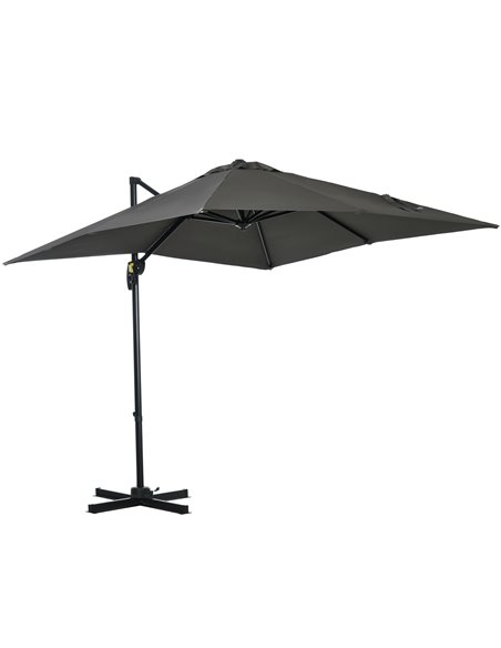 Outsunny 2.5 x 2.5m Patio Offset Parasol Cantilever Umbrella, Grey 84D-051V00GY - pic 50389 | FastDaddyshop