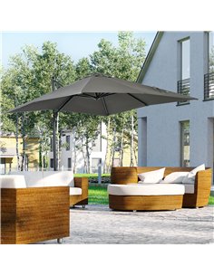 Outsunny 2.5 x 2.5m Patio Offset Parasol Cantilever Umbrella, Grey 84D-051V00GY 2