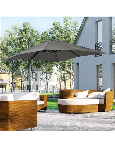 Outsunny 2.5 x 2.5m Patio Offset Parasol Cantilever Umbrella, Grey 84D-051V00GY